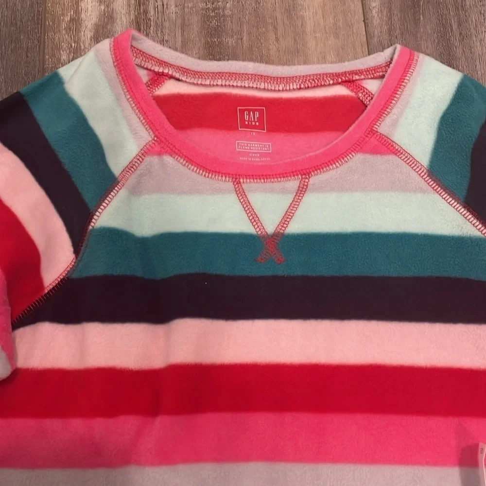 GAP fleece stripes winter nightgown size 12 NEW